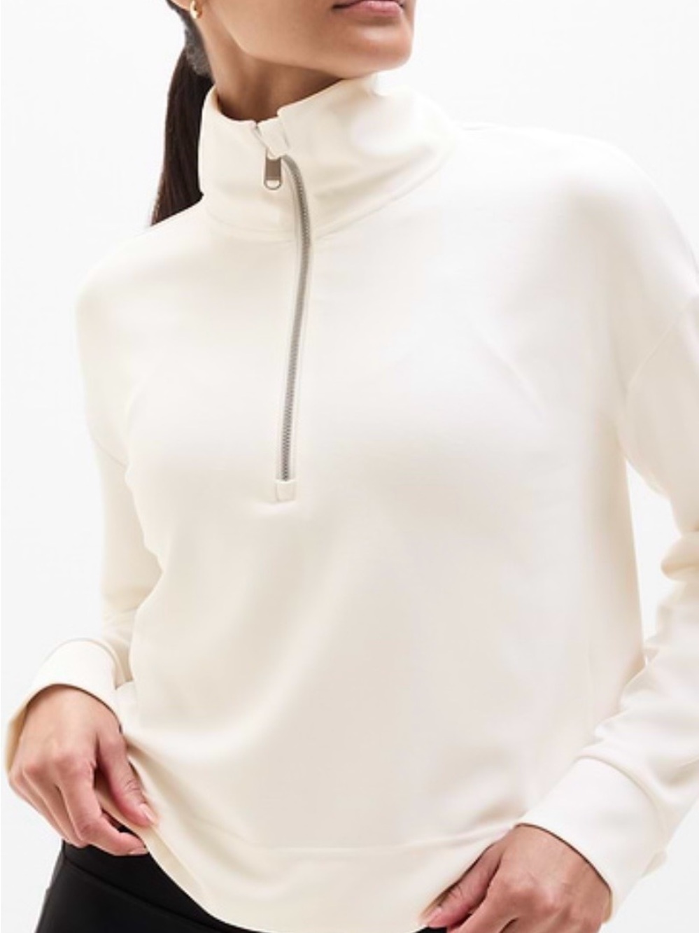 Athleta Sea Soft Quarter zip. Cream.